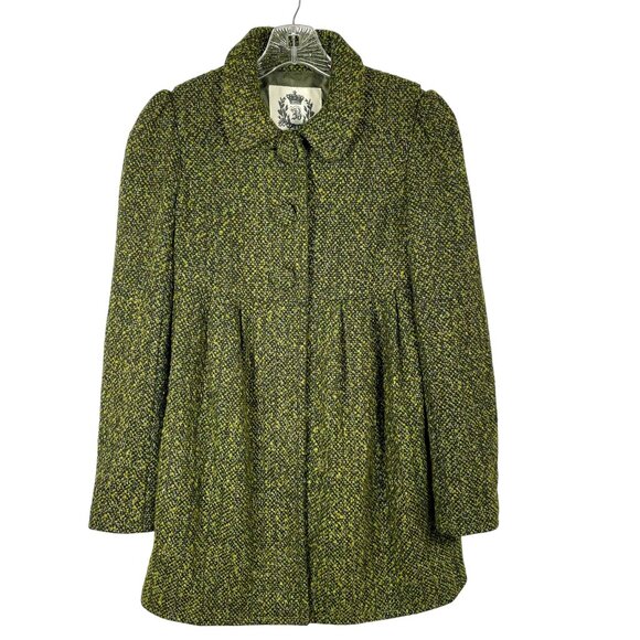 BB Dakota Jackets & Blazers - Vintage BB Dakota Cotton Blend Tweed Empire Waist Coat Green Sz S Cloth Buttons
